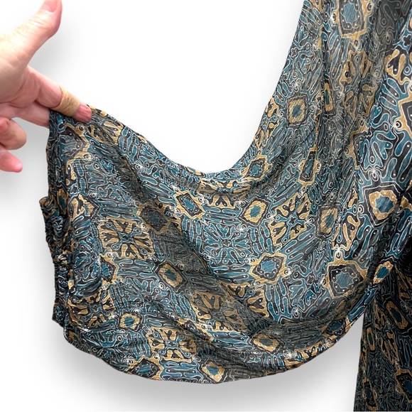 Let Me Be Cut Out Dress Bell Sleeves Blue - Picture 7 of 7